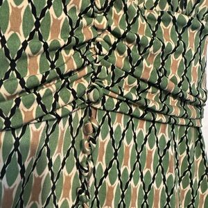 AGB Green and Tan Geometric Dress